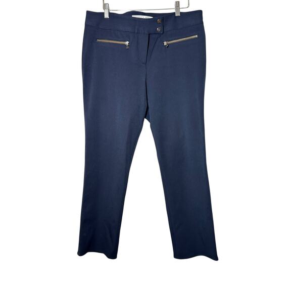 Veronica Beard Navy Blue Metro Cropped Kick Flare Pants Size 12 Work Career - Picture 1 of 7